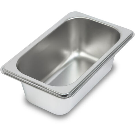 VERTES GN Behälter 1/9 Gastro Norm Gastronorm (Edelstahl, 65mm Tief, Hygienisch, Rostfrei, Kratzfest, Temperaturbeständig von -40° bis +300°C, für Bain Marie und Vielseitigen Einsatz in Gastronomie)