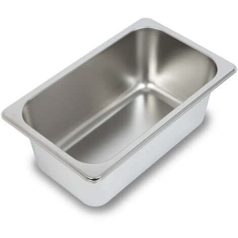 VERTES GN Behälter 1/4 Gastro Norm Gastronorm (Edelstahl, 100mm Tief, Hygienisch, Rostfrei, Kratzfest, Temperaturbeständig von -40° bis +300°C, für Bain Marie und Vielseitigen Einsatz in Gastronomie)