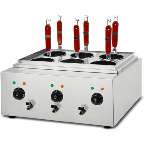 VERTES Gastro Nudelkocher Edelstahl 3x1700W 3x6 Liter 6 Körbe