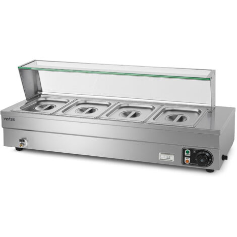 VERTES Speisenwärmer aus Edelstahl, 1500 W, 4 x 1/2 GN, 30-85°C