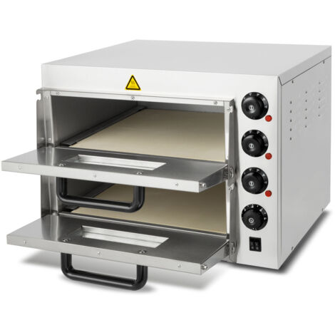 GS Multitrade Elektro Pizzaofen 3000W - Doppelkammer Steinbackofen Mit Schamottstein