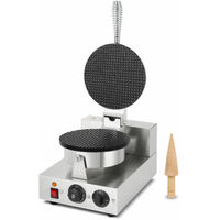 VERTES Waffeleisen, Hörncheneisen für Eiswaffeln, 24 Stück pro Std., Kegel inkl., regelbar 0°-300°C, Timer, teflonbeschichtet, Gusseisen Hörnchenautomat Edelstahlgehäuse, Hörnchen Waffle Maker 1000 W