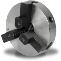 EBERTH Dreibackenfutter mit 80 mm Durchmesser, 3" 3-Backenfutter Selbstzentrierend, Anschluss-Gewinde 1" -8 TPI, Inkl. Spannwerkzeug, Drechselbank Zubehör, Hochwertiges Drechselfutter, Spannfutter