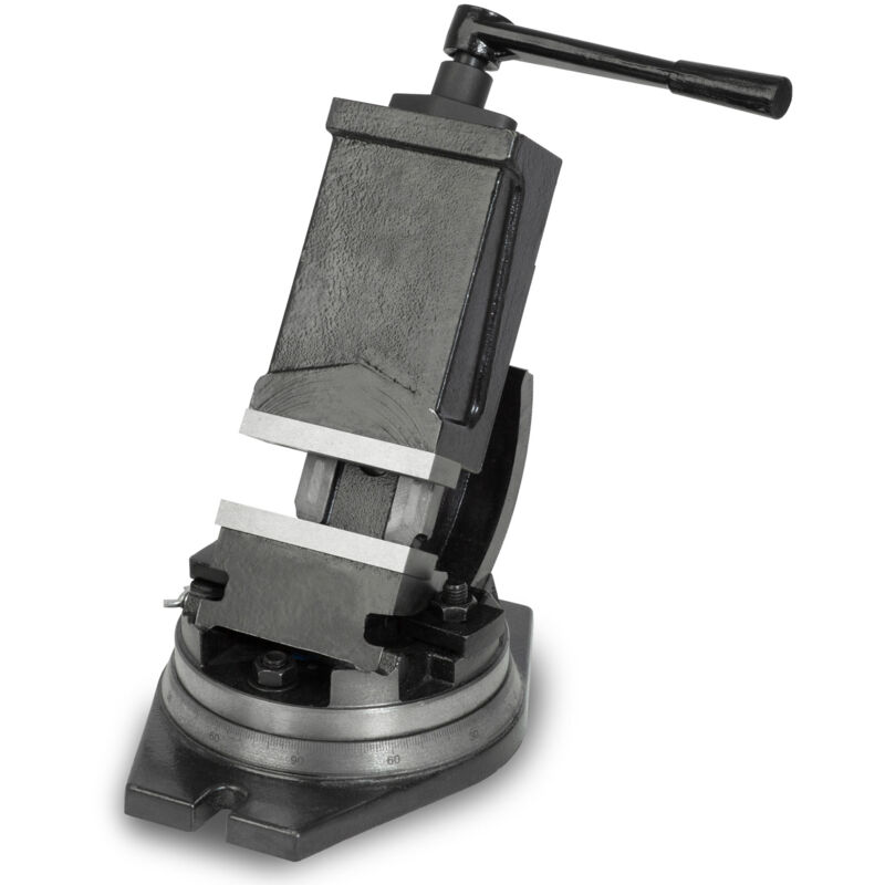 EBERTH Etau de machine rotatif et basculant en acier moulé, Max. Largeur de serrage 80mm, largeur des mors 100mm, étau pour perceuse, étau pour perceuse, basculant de 0° à 90°, pivotant à 360