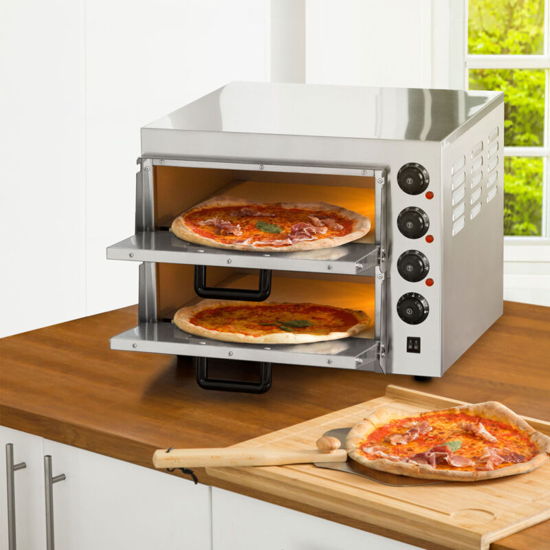 Vertes four à pizza electrique professionnel (3000 watt, régulation de  température 0°C à 350°C, contrôle séparé de la température et de la chaleur  croissante ou décroissante, minuterie de 30 minutes)