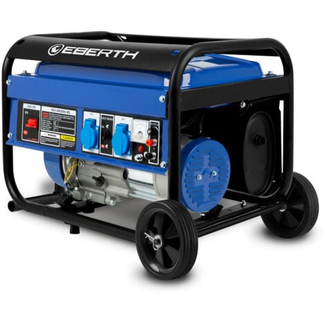 EBERTH 3000 Watt Groupe electrogene Generateur Electrique Portable Moteur à Essence 6,5 CV, 4 Temps, 2X 230V, 1x 12V, démarrage par câble, régulateur Tension Automatique AVR, avec châssis