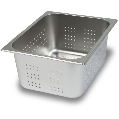 Bac GN 1/2 inox perforé profondeur 150mm, -40° à +300°C, bain-marie cuisine pro – VERTES