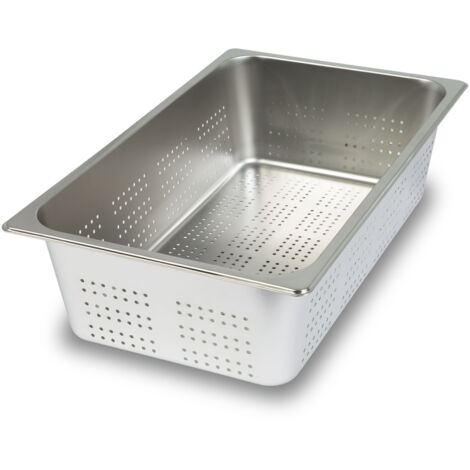 Bac GN 1/1 inox perforé profondeur 150mm, -40° à +300°C, bain-marie cuisine pro – VERTES