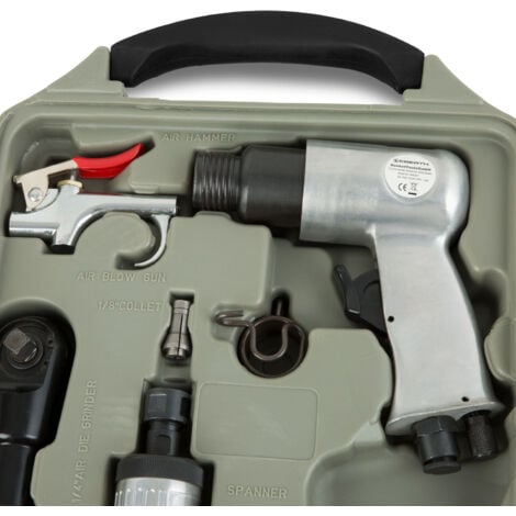 EBERTH Kit d'outils pneumatiques 71 pièces avec clé à chocs 1/2", clé à cliquet 3/8", marteau burineur 150mm et meuleuse droite 6mm, outil pneumatique avec raccord d'air comprimé 1/4" et accessoires
