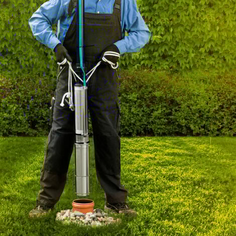 EBERTH Pompe de puits profond 4" pompe à eau immergée pour puits, électrique 370W, pompe submersible pour puits, diamètre 4 pouces (10cm), câble électrique 20m, hauteur de refoulement max. 31m