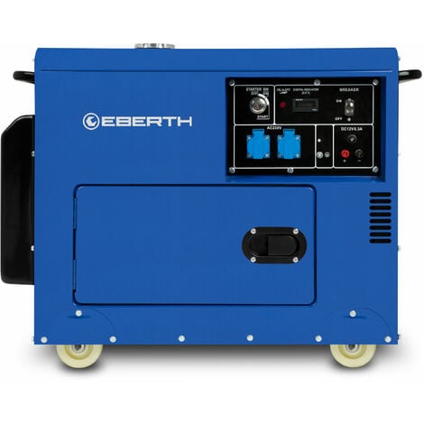 EBERTH 5000 Watt Groupe Electrogene Diesel, Generateur Electrique avec Moteur Diesel 10 CV, 4 Temps, Démarreur électrique, 2x 230V, 1x 12V, Régulateur AVR, Sécurité Niveau dhuile