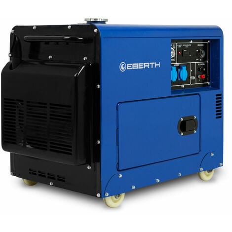 EBERTH 5000 Watt Groupe Electrogene Diesel, Generateur Electrique avec Moteur Diesel 10 CV, 4 Temps, Démarreur électrique, 2x 230V, 1x 12V, Régulateur AVR, Sécurité Niveau dhuile