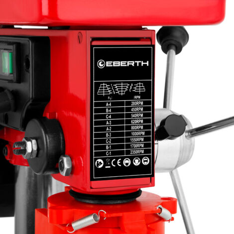 Perceuse D'Établi EBERTH 350W - 5 Vitesses - Mandrin 1,5-13mm - Table Inclinable - Pour Atelier