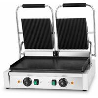 Double gril de contact rainuré/plat, 3600W, inox, panini, sandwich – VERTES