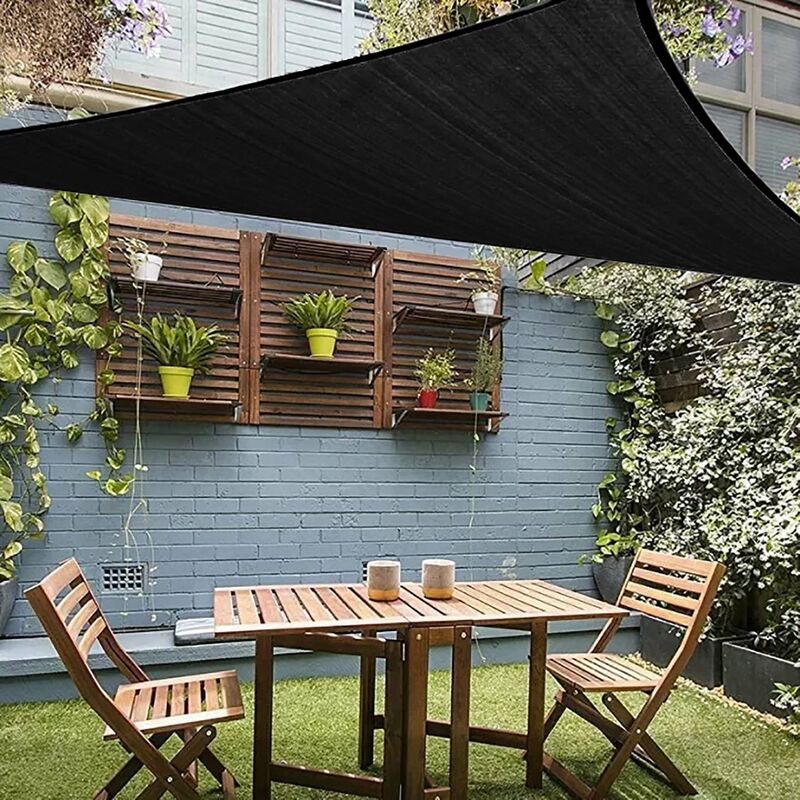 Oypla 3m x 3m x 3m Black Triangular Outdoor Garden Patio Sun Shade