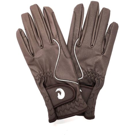 Coco Equestrian Brown (S) Breathable Synthetic Leather Horse Riding Gloves
