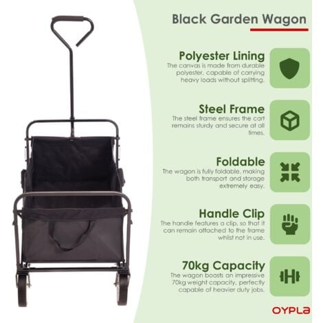 Oypla Black Heavy Duty Foldable Garden Festival Trolley Folding Cart Wagon Truck Wheelbarrow