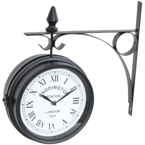 Oypla Double Sided Paddington Station Outdoor Garden Wall Clock