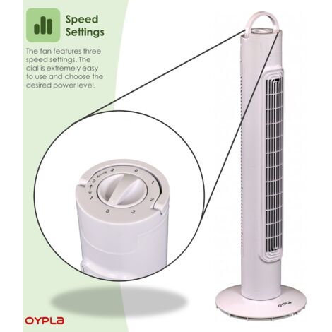 Oypla Electrical 30" Free Standing 3-Speed Oscillating Tower Cooling Fan