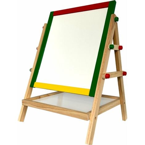 Oypla Adjustable Children Kids 2-in-1 Wooden Easel Black White Board