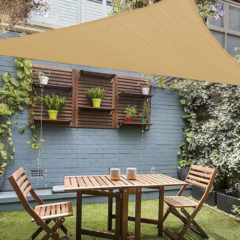 Oypla 3m x 3m x 3m Tan Triangular Outdoor Garden Patio Sun Shade Sail ...