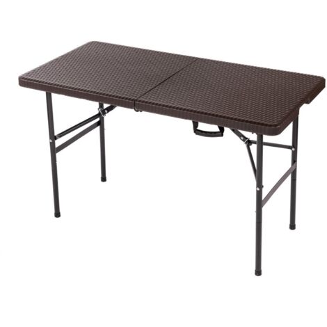 Oypla 4ft 1.2m Folding Heavy Duty Outdoor Rattan Trestle Party Garden Table