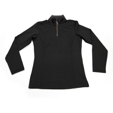 Coco Equestrian Black Ladies Womens Kids Long Sleeve Horse Riding Equestrian Base Layer Shirt - M