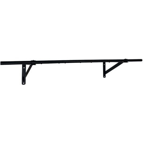 Oypla 4ft Wall Mounted Garment Clothes Rail Super Heavy Duty All Metal Black (1/5)
