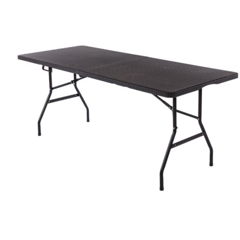 Oypla 6ft Folding Rattan Trestle Table Heavy Duty Catering Garden Party 1.8m