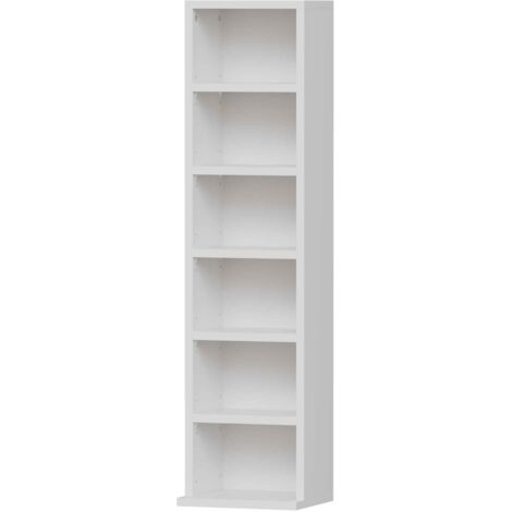 Oypla 6 Tier White Wooden CD DVD Game Book Shelf Storage Tower Rack - Fits 102 CDs