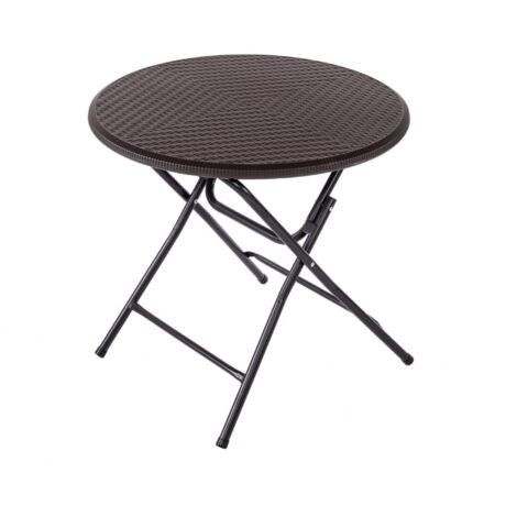Oypla 80cm Round Folding Heavy Duty Outdoor Rattan Patio Garden Bistro Table