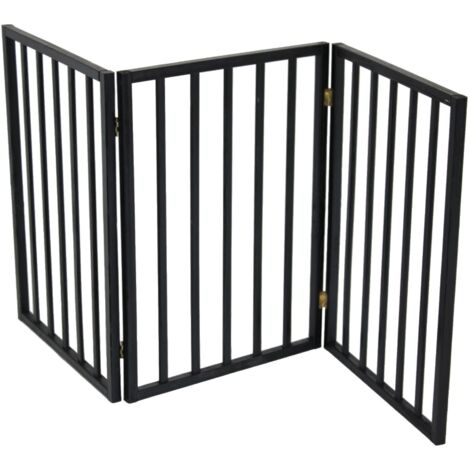 Oypla Black Dog Safety Folding Wooden Pet Gate Portable Indoor Barrier