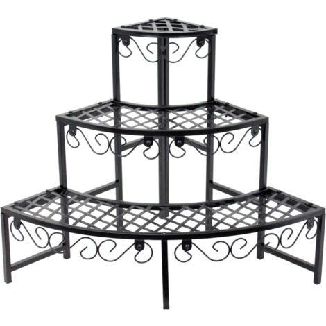 Oypla 3 Tier Corner Metal Garden Flower Staging Plant Stand Display Shelf