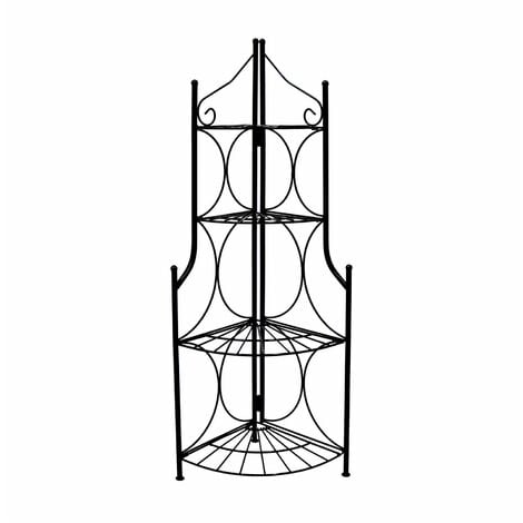 Oypla 4 Tier Foldable Metal Garden Flower Staging Plant Stand Display Shelf