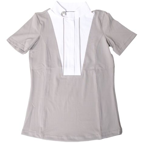 Coco Equestrian Grey Ladies Womens Kids Short Sleeve Horse Riding Equestrian Show Shirt - XXS