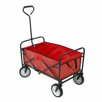 Oypla Red Heavy Duty Foldable Garden Trolley Folding Cart Wagon Truck Wheelbarrow