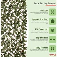 Oypla Artificial Ivy Leaf Willow Trellis Expandable Privacy Fence Screen 1m x 2m