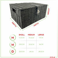 Oypla Set of 3 Black Resin Woven Wicker Style Baskets Hampers Storage Boxes