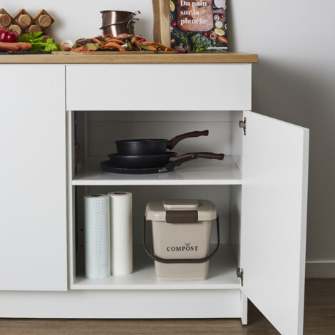 Poubelle à compost 8 Litres ME0021 – Panier ajouré pour écoulement liquide – Couvercle clapet pour réduire les odeurs – CMP (1/5)