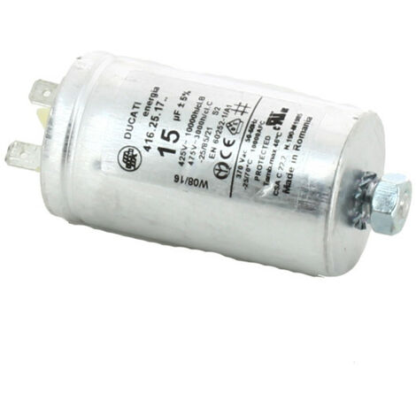 Condensateur 10 mf 481010743850 pour Sèche linge BAUKNECHT, HOTPOINT ARISTON, IGNIS, INDESIT, KITCHENAID, LADEN, WHIRLPOOL