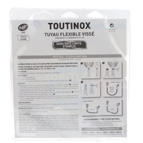 Flexible inox gaz butane 1.50 m à vie pour Barbecue,Cuisiniere, Plancha,Plaque de cuisson  21252150 pour Cuisinière