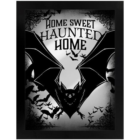 Grindstore Home Sweet Haunted Home Tin Bat Plaque (One Size) (Black/Grey)