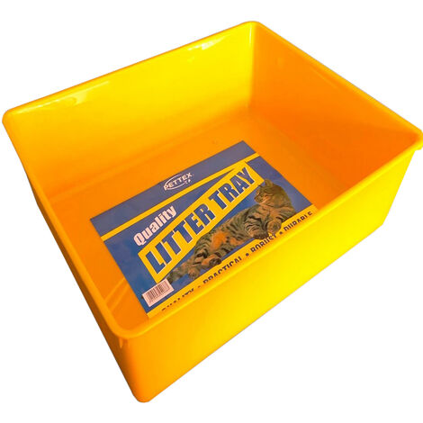 Pettex Plastic Cat Litter Tray (10cm x 46cm x 37cm) (Yellow)