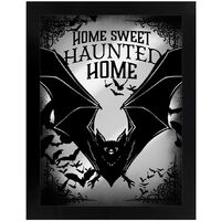 Grindstore Home Sweet Haunted Home Tin Bat Plaque (One Size) (Black/Grey)