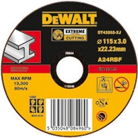 DEWALT DT42310Z-QZ Disco de corte cóncavo para metal de Alto rendimiento  125mm x 2.8mm