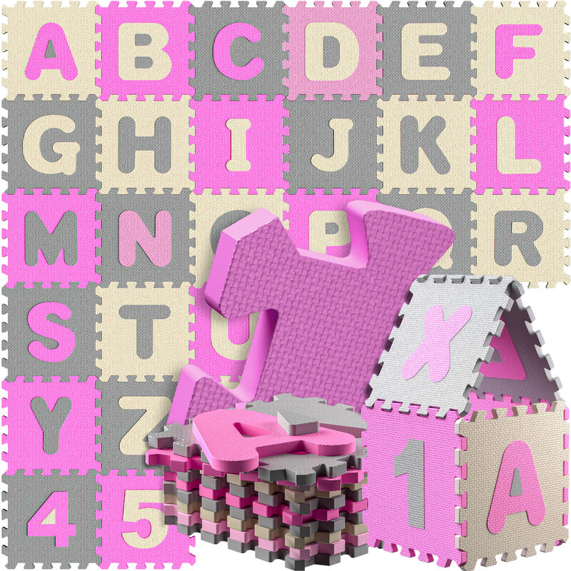 ALPIDEX Alfombra Puzzle Infantil 36 Piezas Alfombrilla Suave Bebe Juego  Suelo Niños Goma EVA Letras Números Rompecabezas, Color:Rosa