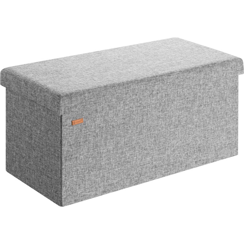 Casaria Banco Almacenaje baúl capacidad 100l puff otomana plegable 80x40x40cm gris taburete oficina deuba 2en1 y caja cofre con tapa abatible xl