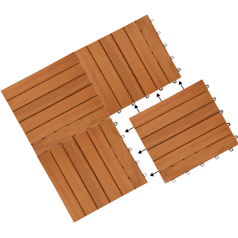 11 unidades 12 láminas de 1 m² adecuadas como baldosas de terraza y balcón Lospitch Baldosas de madera de acacia 30 x 30 cm 