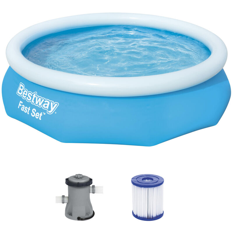 Bestway Piscina exterior desmontable de 305 cm com bomba y cartucho de filtro con set de reparación jardín