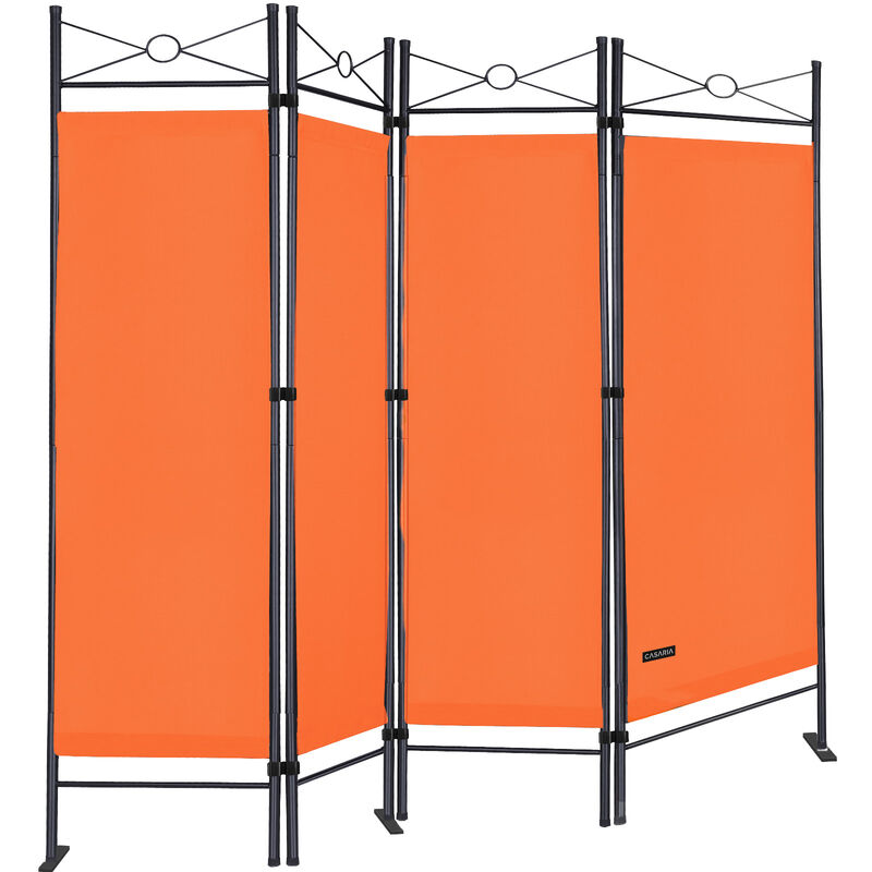 Deuba Biombo Lucca Separador de Espacios Ajustable Pared Divisoria con Arco de Metal Lacado Naranja